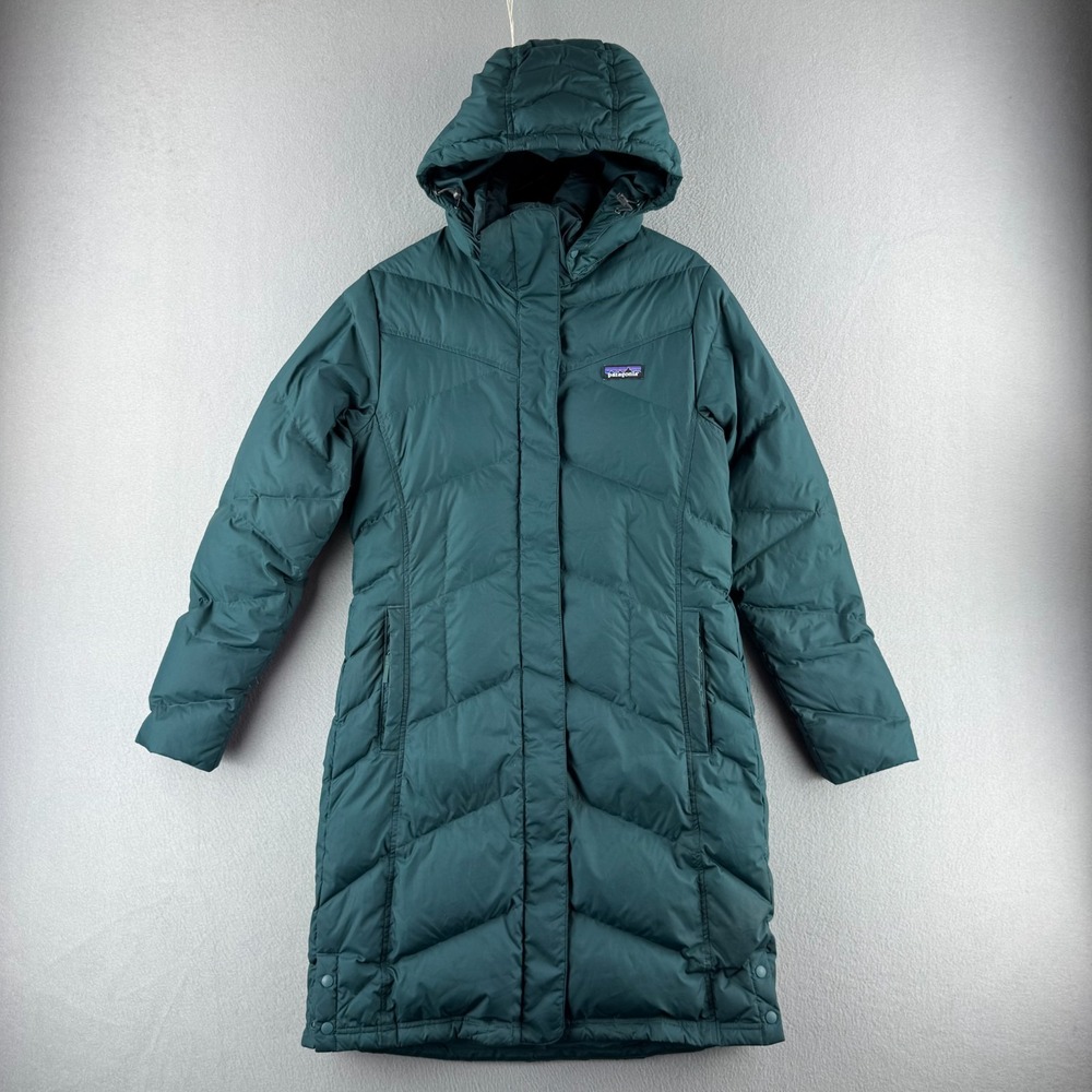 Patagonia Down With It Parka Jacket Womens Medium Blue Insulated Puffer Hooded